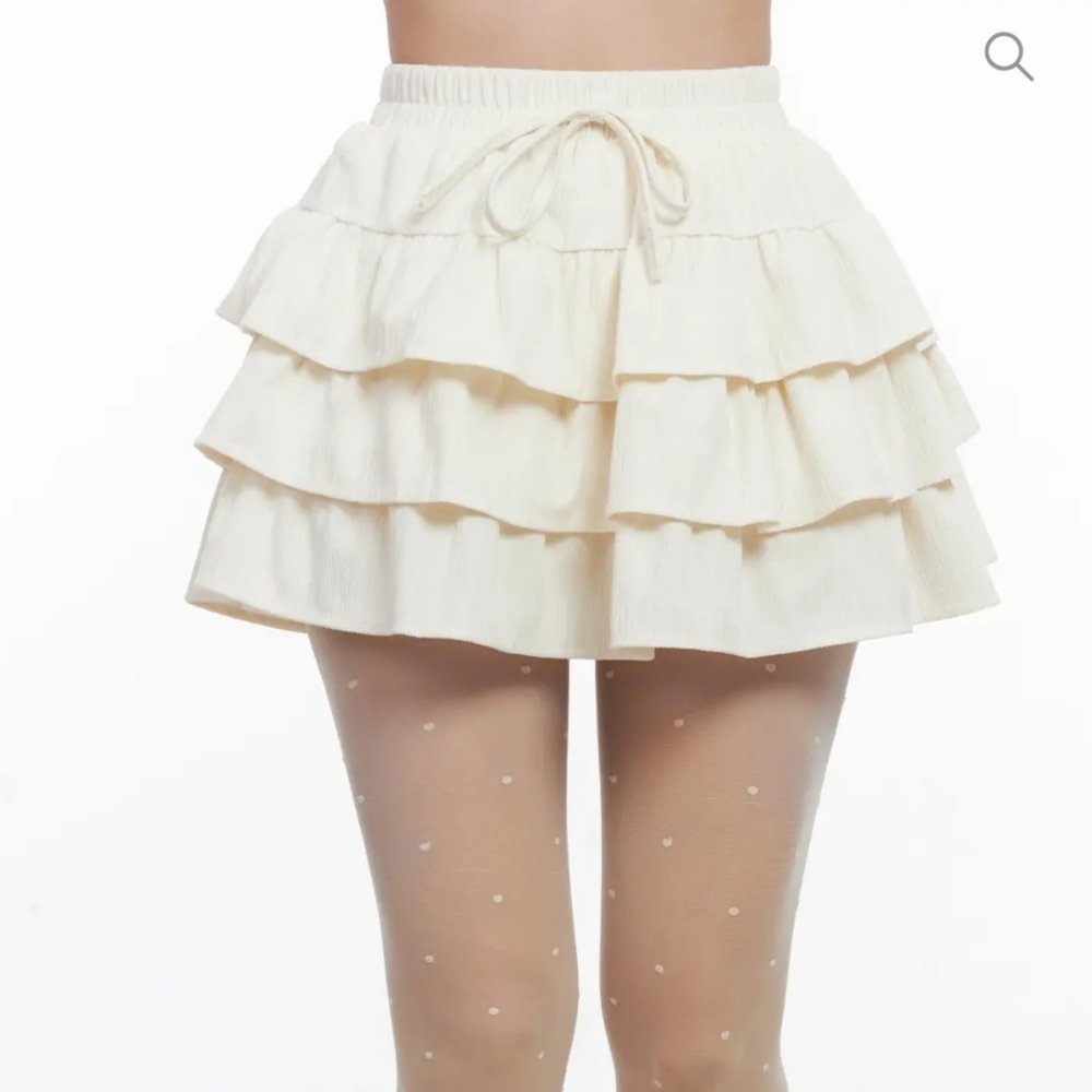 Cream Ruffle Tiered Skirt